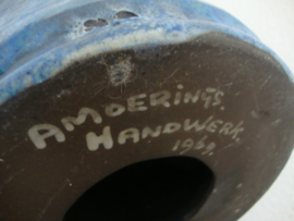 Vintage lamp - Keramiek - A. Moerings Gouda - blauw - VERKOCHT