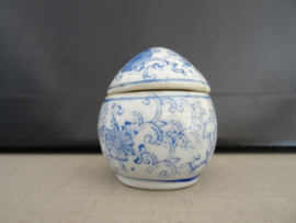 Klein blauw/wit potje - dekselpotje - miniatuur - VERKOCHT