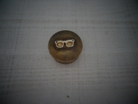 Klein rond doosje - messing of koper - bril - pillendoosje