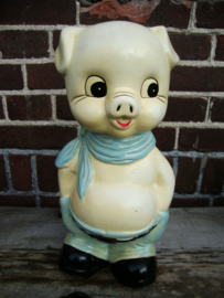 Grote spaarpot - vintage - biggetje / varken / stripfiguur - VERKOCHT