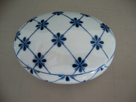 Dekselschaaltje - blauw/wit - ovaal - VERKOCHT