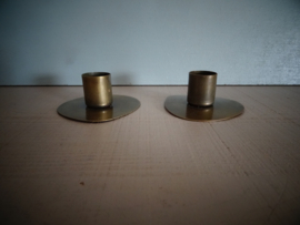 Set van 2 koperen kandelaren