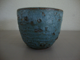 Vintage bloempotje blauw - VERKOCHT