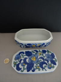 Schaaltje - Dekselschaaltje - blauw/wit/geel - VERKOCHT