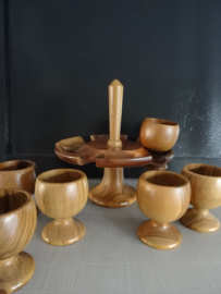 Houten standaard - eierdopjes - hout - VERKOCHT