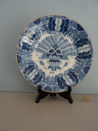 Wandbord Makkum - bloemen - blauw/wit