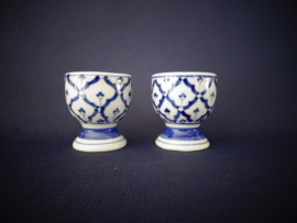 Set van 2 eierdopjes - blauw/wit