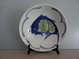 Bord Chinees - Koi Karper - blauw groen - VERKOCHT