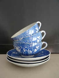 Kop en schotels - Chinees - Eierschaal porselein - blauw/wit - VERKOCHT