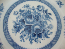 Blauw wit wandbord roos - Blue Rose - Fine China - VERKOCHT