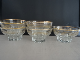 Vintage glazen schaaltjes / gouden randje- Hollywood regency - VERKOCHT