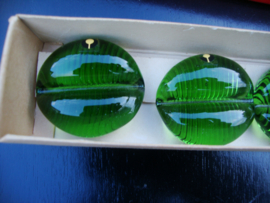 Vintage messenleggers - kaarthouders - Zweden - glas - groen - VERKOCHT