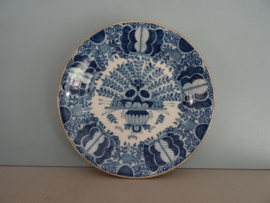 Wandbord Makkum - bloemen - blauw/wit