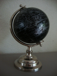 Wereldbol globe zwart / rvs - VERKOCHT
