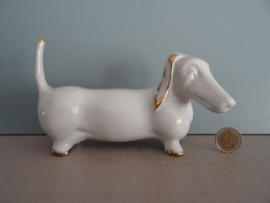 Vintage beeldje teckel - wit goud - VERKOCHT