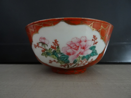 Kom Chinees - rijstkom - rood - bloesem - VERKOCHT