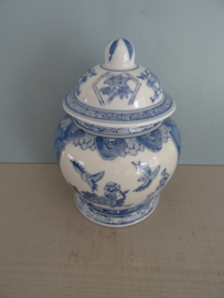 Kleine dekselpot Chinees - blauw/wit - vogels - VERKOCHT