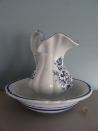 Lampetstel JL keramiek - blauw/wit  - bloemen - VERKOCHT