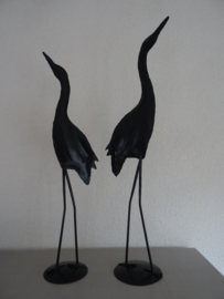 Set grote metalen vogels - kraanvogels - vintage - VERKOCHT