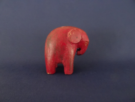 Vintage houten olifantje - olifant - rood - hout