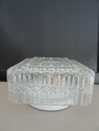 Vintage plafonniere - glas - vierkant - VERKOCHT