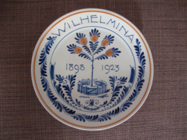 Herinneringsbord Wilhelmina 1898 - 1923 Porceleyne fles