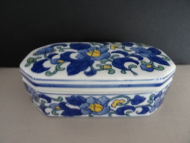 Schaaltje - Dekselschaaltje - blauw/wit/geel - VERKOCHT