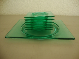 Vintage glazen schaaltjes - bonbonschaaltjes - groen glas - VERKOCHT