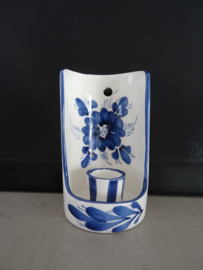 Muurkandelaar - blauw wit - keramiek - VERKOCHT