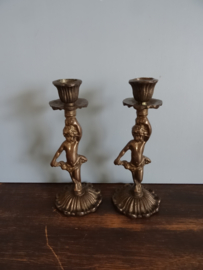 Kandelaren engeltjes - putti's - koper of messing - VERKOCHT