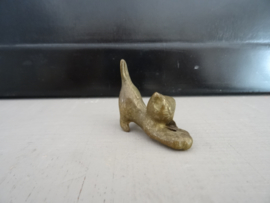 Miniatuur beeldje poes - kat - letterbakfiguurtje - koper - VERKOCHT