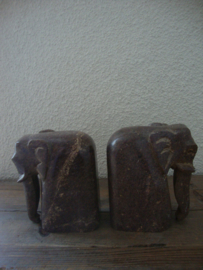 Marmeren olifanten - boekensteunen - VERKOCHT