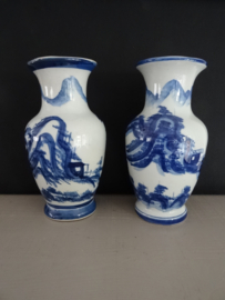 Vaasjes Chinees - blauw /wit (set van 2) - VERKOCHT