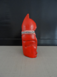 Beeldje poes - kat - rood - hout - VERKOCHT