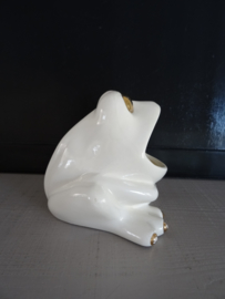 Bloempotje - kikker vintage - wit/goud - VERKOCHT