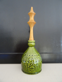 Tafelbel - groen aardewerk met hout - VERKOCHT