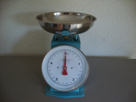 Keukenweegschaal tot 5 kilo - retrolook - lichtblauw - VERKOCHT