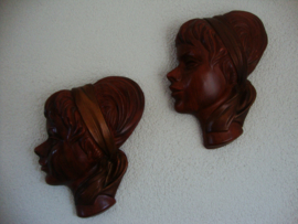 Vintage wanddecoratie - hoofd - aardewerk - VERKOCHT