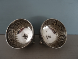 Vintage peper- en zoutstel - verzilverd - met losse lepels - VERKOCHT