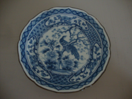 Bord vogel - blauw/wit - VERKOCHT
