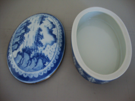 Schaaltje blauw/wit ovaal - VERKOCHT