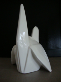 Beeld beeldje vogel - wit - aardewerk - origame - VERKOCHT