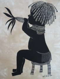 Vintage doek / kunst / schilderij - Heidi lange - VERKOCHT