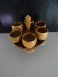 Houten standaard - eierdopjes - hout - VERKOCHT