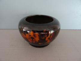 GERESERVEERD-Vintage bloempotje - bruin - bloemen