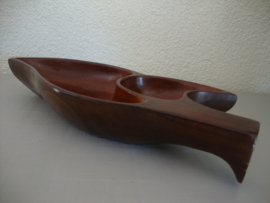 Vintage snackschaal hout - vogel - VERKOCHT