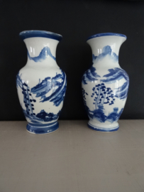 Vaasjes Chinees - blauw /wit (set van 2) - VERKOCHT