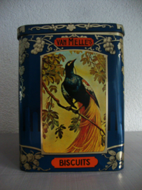 Oud blik trommel Van Melle - vogels - VERKOCHT