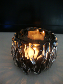 Waxinelichthouder glas - zwart met helder glas - VERKOCHT