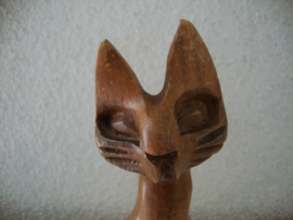 Vintage beeldje houten kat - VERKOCHT